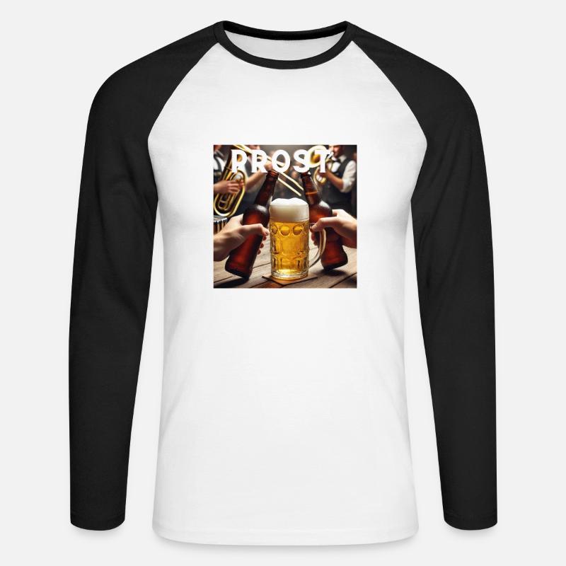 Prost Bier - Unisex Baseballshirt langarm - Weiß/Schwarz