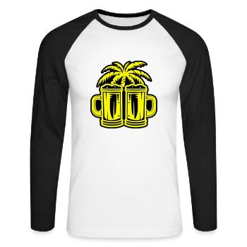 Beer Palm Island Vacation - Unisex Long Sleeve Baseball T-Shirt - white/black - Front - Nik (191cm)