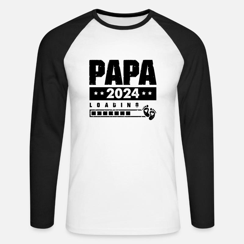 papa 2024 loading - Unisex Baseballshirt langarm - Weiß/Schwarz