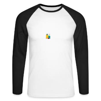 Heartbeat Travel Suitcase - Unisex Long Sleeve Baseball T-Shirt - white/black - Front - Nik (191cm)