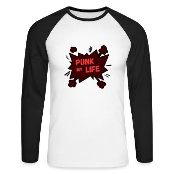 punk my life - T-shirt baseball manches longues Homme - blanc/noir - Devant - Nik (191cm)