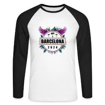 L’équipe de Barcelone 2024 - T-shirt baseball manches longues Homme - blanc/noir - Devant - Nik (191cm)