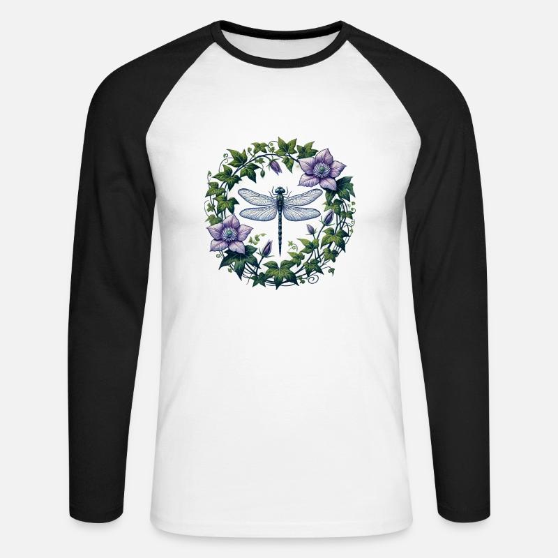 Libelle - Unisex Baseballshirt langarm - Weiß/Schwarz