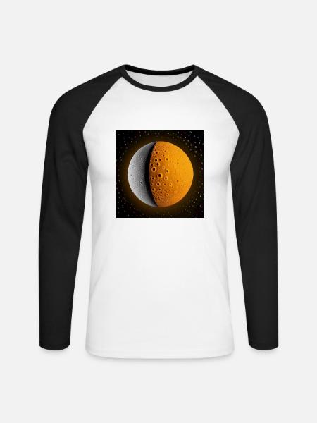Orangegrauer Planet - Unisex Baseballshirt langarm - Weiß/Schwarz