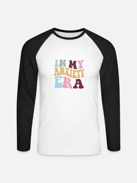 anxiety era - Unisex Baseballshirt langarm - Weiß/Schwarz