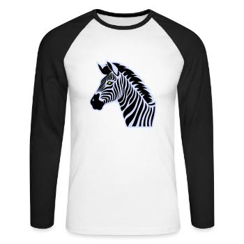 zèbre - T-shirt baseball manches longues Homme - blanc/noir - Devant - Nik (191cm)