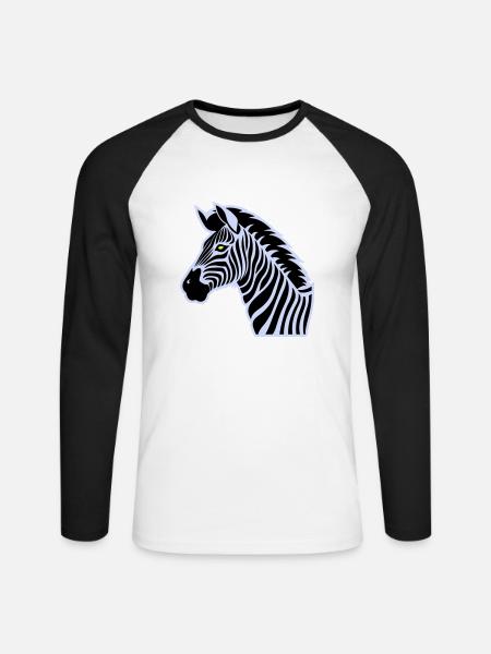 zebra - Unisex Long Sleeve Baseball T-Shirt - white/black