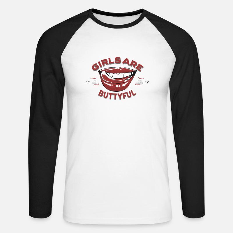 Le ragazze sono Buttyful - Maglia da baseball a manica lunga da uomo - bianco/nero