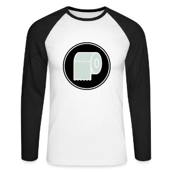 Papier toilette Icône de papier toilette - T-shirt baseball manches longues Homme - blanc/noir - Devant - Nik (191cm)