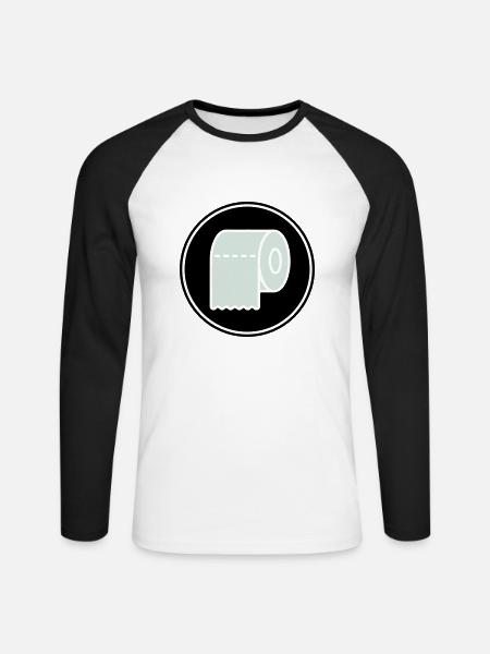 toilettenpapier klopapier icon - Unisex Baseballshirt langarm - Weiß/Schwarz