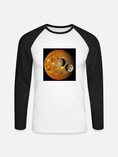 Gelbe Welten - Unisex Baseballshirt langarm - Weiß/Schwarz