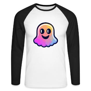 Geist Halloween Bunt - Unisex Baseballshirt langarm - Weiß/Schwarz - Vorne - Nik (191cm)