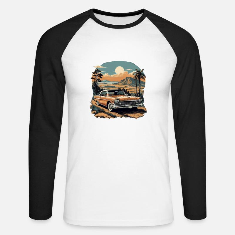 Oldtimer Leidenschaft: Stilvolle Kollektion - Unisex Baseballshirt langarm - Weiß/Schwarz