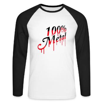 100% Pour-Métal Musique Timbre Graffiti Drops - T-shirt baseball manches longues Homme - blanc/noir - Devant - Nik (191cm)