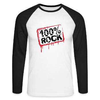 100% Percent Musique Rock Timbre Graffiti Drops - T-shirt baseball manches longues Homme - blanc/noir - Devant - Nik (191cm)