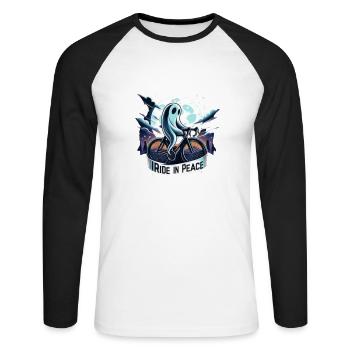 Ghostly Cyclist Night Ride - Unisex Long Sleeve Baseball T-Shirt - white/black - Front - Nik (191cm)