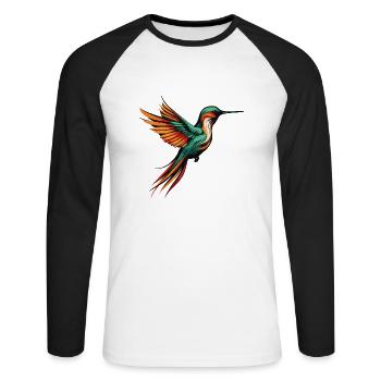Oiseau Colibri - T-shirt baseball manches longues Homme - blanc/noir - Devant - Nik (191cm)