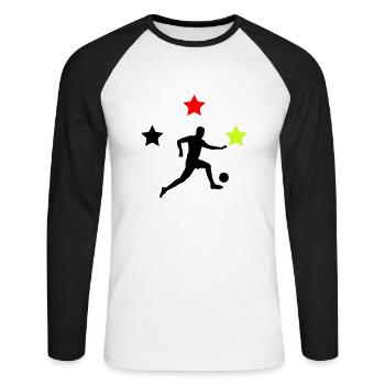 fußballer germany - Unisex Baseballshirt langarm - Weiß/Schwarz - Vorne - Nik (191cm)