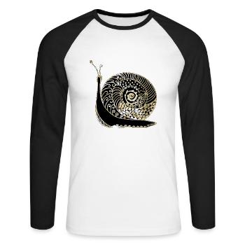 Schnecke - Unisex Baseballshirt langarm - Weiß/Schwarz - Vorne - Nik (191cm)