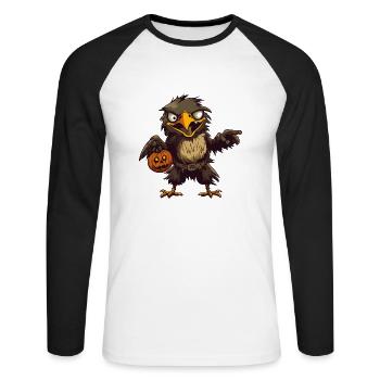 Aigle Halloween Bande Dessinée Drôle - T-shirt baseball manches longues Homme - blanc/noir - Devant - Nik (191cm)