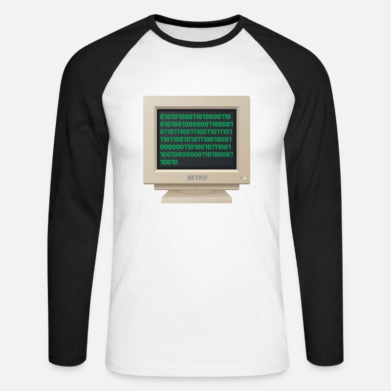 CRT - Binary Code - Unisex Long Sleeve Baseball T-Shirt - white/black