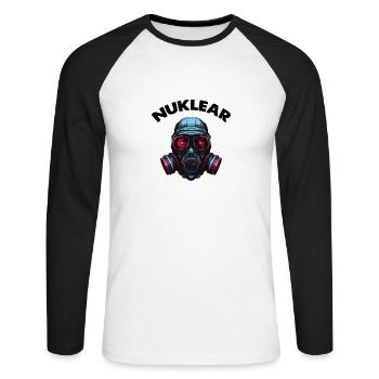 Gasmaske - Unisex Baseballshirt langarm - Weiß/Schwarz - Vorne - Nik (191cm)