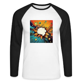 Vibrant Abstract Explosive Cloud Design - Unisex Long Sleeve Baseball T-Shirt - white/black - Front - Nik (191cm)