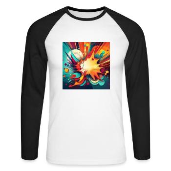 Abstract Colourful Splash with Explosive Design - Unisex Long Sleeve Baseball T-Shirt - white/black - Front - Nik (191cm)