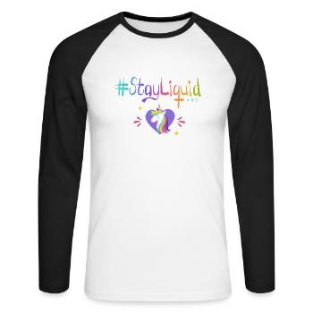 #Stayliquid Unicorn Heart - Unisex Long Sleeve Baseball T-Shirt - white/black - Front - Nik (191cm)
