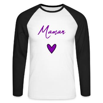 HAPPY BIRTHDAY. HEART. HAPPY MOTHER'S DAY. MOM. FEAST - Unisex Long Sleeve Baseball T-Shirt - white/black - Front - Nik (191cm)