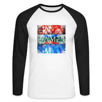 Gamer - Unisex Long Sleeve Baseball T-Shirt - white/black - Front - Nik (191cm)