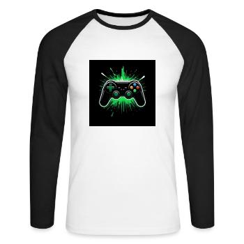 Controller Gaming Zocken Spielen Geschenk Gamer - Unisex Baseballshirt langarm - Weiß/Schwarz - Vorne - Nik (191cm)