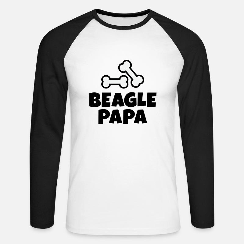 Beagle Papa - Unisex Baseballshirt langarm - Weiß/Schwarz