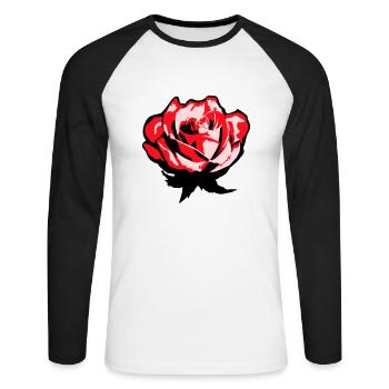 Pretty Beautiful Rose Blossom Leaf Roses Romantic - Unisex Long Sleeve Baseball T-Shirt - white/black - Front - Nik (191cm)
