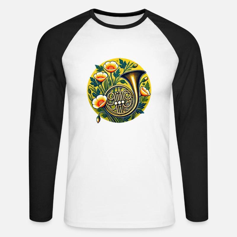 Corno Francese - Maglia da baseball a manica lunga da uomo - bianco/nero
