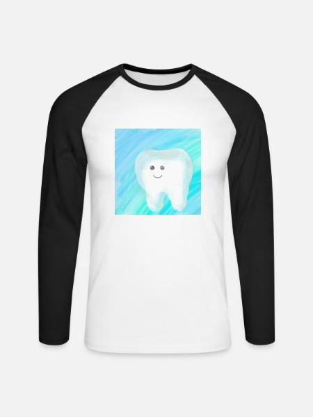 Zahn-Art - Unisex Baseballshirt langarm - Weiß/Schwarz