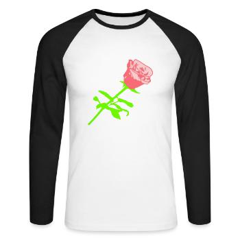 Pretty Beautiful Rose Blossom Leaf Roses Romantic - Unisex Long Sleeve Baseball T-Shirt - white/black - Front - Nik (191cm)