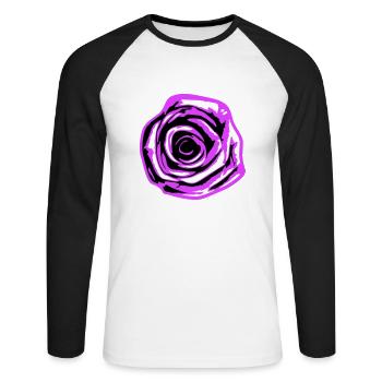 Pretty Beautiful Rose Blossom Leaf Roses Romantic - Unisex Long Sleeve Baseball T-Shirt - white/black - Front - Nik (191cm)