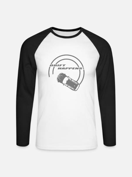 "drift happens!" unicolor - Unisex Baseballshirt langarm - Weiß/Schwarz
