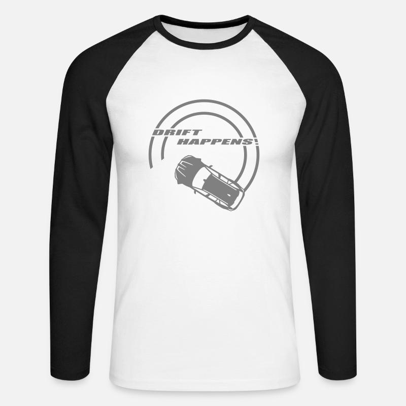 "drift happens!" unicolor - Unisex Baseballshirt langarm - Weiß/Schwarz