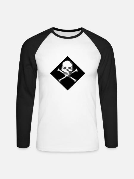 Schädel und Knochen - Unisex Baseballshirt langarm - Weiß/Schwarz