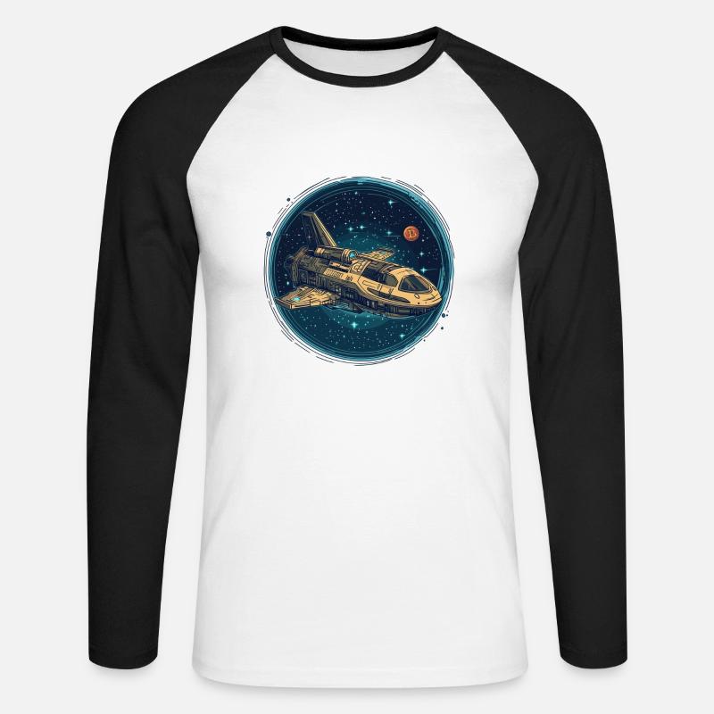 Bitcoin Shuttle: Aufbruch ins Krypto-Universum! - Unisex Baseballshirt langarm - Weiß/Schwarz