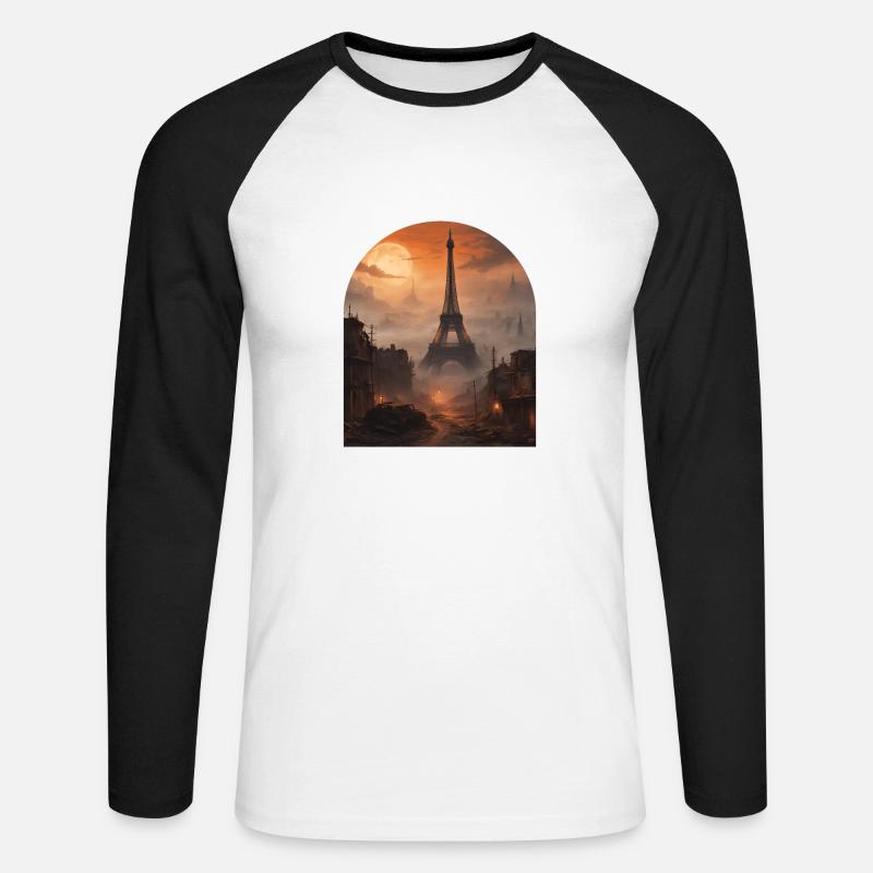 Der Eiffelturm - Unisex Baseballshirt langarm - Weiß/Schwarz