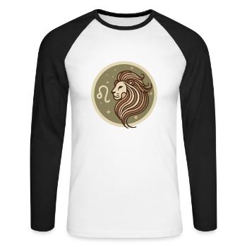 Design "Golden Majesty" - Unisex Baseballshirt langarm - Weiß/Schwarz - Vorne - Nik (191cm)