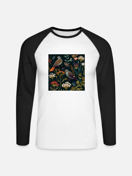 Blumenvoliere - Unisex Baseballshirt langarm - Weiß/Schwarz