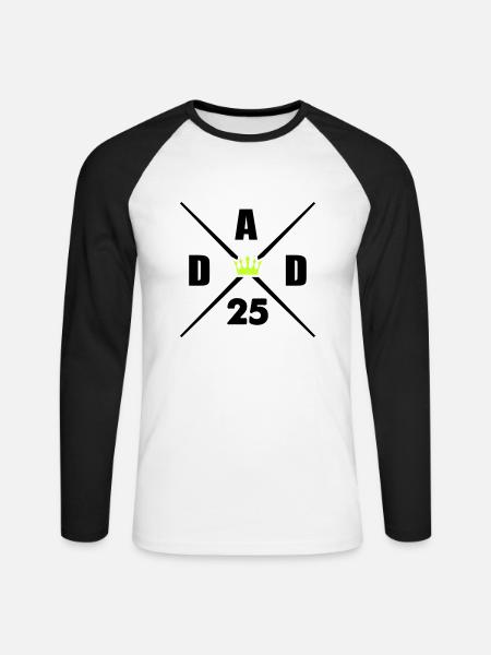 dad 25 - Unisex Long Sleeve Baseball T-Shirt - white/black