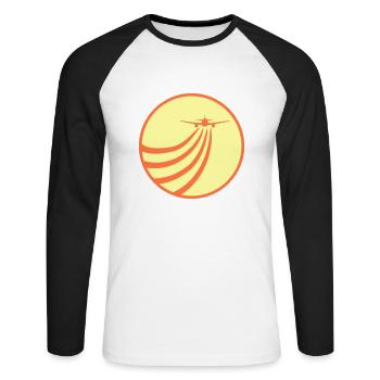 Airplane Flying In The Sun Flying Stripe Round - Unisex Long Sleeve Baseball T-Shirt - white/black - Front - Nik (191cm)