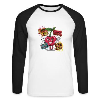 Life's the Pits, Let's Jam - T-shirt baseball manches longues Homme - blanc/noir - Devant - Nik (191cm)