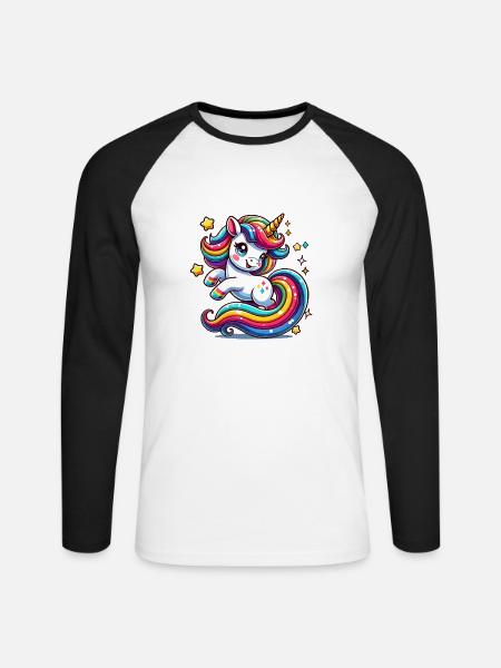 Unicorn - Unisex Baseballshirt langarm - Weiß/Schwarz