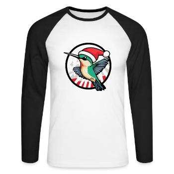 Colibri Oiseau Noël Noël - T-shirt baseball manches longues Homme - blanc/noir - Devant - Nik (191cm)